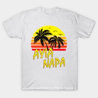 Ayia Napa Cyprus Retro Sunset T-Shirt